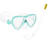 CRESSI Mini Peg & Mini Island Aqua Green/White - Set Combinado de Snorkel Niños 2/5 Anos con Máscara Mini Peg y Tubo Mini Island, Verde Agua/Blanco, Talla Única
