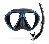 Cressi Ocean + Gamma Combo Black/Blue - Conjunto Máscara Ocean + Tubo Gamma para Buceo y Snorkel, Negro/Azul, Talla Única, Adultos
