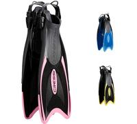 Cressi Palau Fins - Aletas Largas Ajustables Niños para Bucear y Nadar, Negro/Rosa Aletas Largas, XXS/XS (32/35)