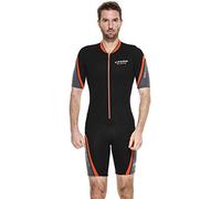 Cressi Playa Man Shorty Wetsuit 2.5 mm-Traje Monoshort sin Capucha en Neopreno 2.5mm Biforrado para Hombre, Negro/Naranja, M/3
