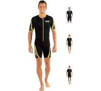Cressi Playa Man Shorty Wetsuit 2.5 mm-Traje Monoshort sin Capucha en Neopreno 2.5mm Biforrado para Hombre, Negro/Amarillo/Gris, XXL/6