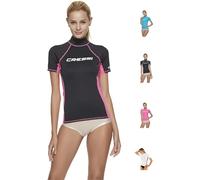 Cressi Rash Guard Lady Camiseta de manga corta y manga larga en tejido elástico, Mujer, Negro/Rosa, L/4 (42)