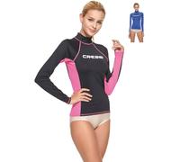 Cressi Rash Guard Long Camiseta Corta y Manga Larga en Tejido elástico, Mujer, Negro/Rosa, S/2 (38)