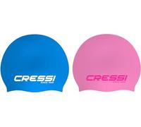 Cressi Ricky Jr Swim Cap Bundle - Dos Gorro de Natación Unisex Junior, Azul Claro/Blanco + Rosa/Rosa, Talla única