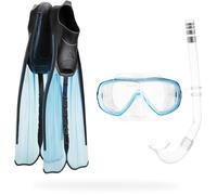 CRESSI Rondinella Bag Set Aquamarine - Conjunto de Snorkeling Unisex Compuesto por Aletas Rondinell Máscara Onda y Tubo Gringo, Aguamarina