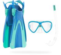 CRESSI Seashell Seekers Set Blue/Aqua Green S/M - Kit de Snorkel Niños 2/5 Anos con Aletas Spy, Máscara Mini Peg y Tubo Mini Island, Azul/Verde Agua, S/M