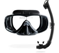 CRESSI Set Combo Máscara Estrella e Snorkel Seal Dry para Buceo e Snorkeling, Unisex-Adult, Negro/Negro, Talla Única
