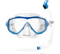 CRESSI Set Combo Máscara Estrella e Snorkel Seal Dry para Buceo e Snorkeling, Unisex-Adult, Transparente/Azul, Talla Única