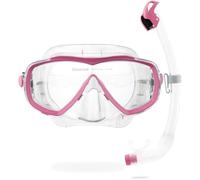 CRESSI Set Combo Máscara Estrella e Snorkel Seal Dry para Buceo e Snorkeling, Unisex-Adult, Transparente/Rosa, Talla Única