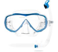 CRESSI Set Combo Máscara Estrella e Snorkel Seal Dry para Buceo e Snorkeling, Unisex-Adult, Transparente/Azul, Talla Única