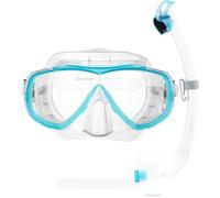 CRESSI Set Combo Máscara Estrella e Snorkel Seal Dry para Buceo e Snorkeling, Unisex-Adult, Transparente/Aguamarina, Talla Única
