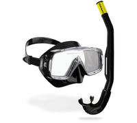 CRESSI Sirena & Island 2.0 - Kit de Snorkel Máscara + Tubo, Negro/Negro, Talla Única, Adulto Unisex