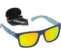 CRESSI Spike Sunglasses Gafas de Sol Deportivo Unisex Adulto, Azul Fantasy/Lentes Espejadas Naranja, Talla única