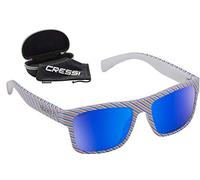 CRESSI Spike Sunglasses Gafas de Sol Deportivo Unisex Adulto, Lines Fantasy/Lentes Espejadas Azul, Talla única