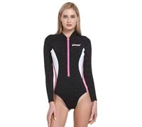 Cressi Termico Long Sleeve Lady Swimsuit 2mm Traje de baño de una Pieza de Manga Larga para Mujer en Neopreno de Alta Elasticidad, Women's, Negro/Rosa/Blanco, 2XL