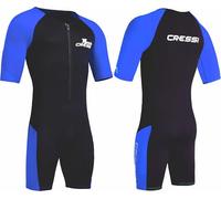 Cressi Traje corto de neopreno Tiburon Man 2 mm, cremallera frontal YKK – Negro/Azul L/4