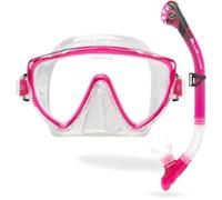 Cressi Tino + Scilla Mask + Snorkel Combo, Transparente/Rosa translúcido