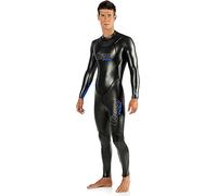 Cressi Triton Man All In One Swim Wetsuit 1.5mm - Traje de Natación de una Pieza en Neopreno Glid Skin de 1.5 mm, Negro/Azul Fluo, XXXL