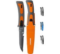 Cressi Vigo Knife Grey/Orange/Silver Blade - Cuchillo de Buceo de Acero, Gris/Naranja/Cuchilla Plateada, 23.5 cm, Unisex