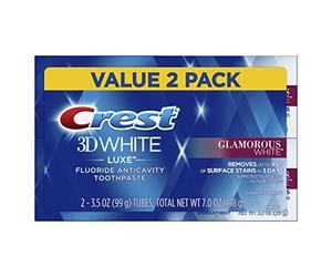 Crest Twin Pack 3D White Luxe Glamorous White Toothpaste, 3.5 Ounce each, 2 Pack