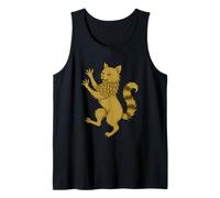 Cresta de gato Renacimiento Fantasía Arte Heráldico Medieval Animal Camiseta sin Mangas
