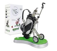 Crestgolf Piel Sintética Golf Cart, Chariot De Golf,Soporte para Solígrafos con Forma de 3 Golf Gear Bolígrafos and de Plástico Estera de Césped-Yellow