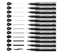 CRESZZLE rotulador negro punta fina, boligrafos punta fina, conjunto de 12 rotuladores de dibujo profesionales, tinta sin ácido, resistentes a la suciedad y a la luz. Ideal para niños, artistas