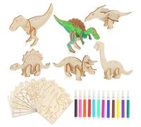 CRESZZLE Set 12 dinosaurios madera 3D para pintar, sets de manualidades para niños, manualidades infantiles y en madera, ideal para manualidades para cumpleaños infantiles.