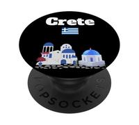 Creta Souvenir Grecia Vacaciones Arquitectura Griega Bandera de Grecia PopSockets PopGrip Adhesivo