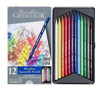 CRETACOLOR Aqua Monolith, lápiz artístico acuarelable de mina entera, 12 colores, apto para diversas técnicas pictóricas, sin madera, trazo fuerte y rico
