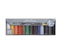 CRETACOLOR Art Chunky Set, carboncillo de color, juego de 12 piezas, 12 colores, mega lápices de carboncillo redondos, se pueden utilizar con agua, aptos para todas las técnicas, emborronado suave