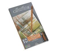 CRETACOLOR Artino Drawing Set, set de dibujo de 10 piezas para profesionales y principiantes, equipo básico para dibujar, incl. rascador de papel y borrador amasado, revestimiento suave y rico
