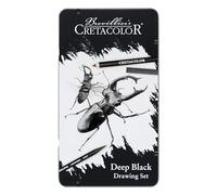 CRETACOLOR Deep Black, Set de dibujo, set de dibujo y esbozo negro intenso, 10 piezas, no tóxico, altamente pigmentado, incl. goma de borrar y rascador de papel, adecuado para artistas y principiantes