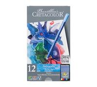 CRETACOLOR Marino, lápices de acuarela para artistas, 12 lápices de colores surtidos, diseño redondo, lápices de colores para pintar y dibujar, material para artistas, lápices de dibujo