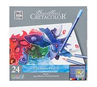 CRETACOLOR Marino, lápices de acuarela para artistas, 24 lápices de colores surtidos, diseño redondo, lápices de colores para pintar y dibujar, material para artistas, lápices de dibujo
