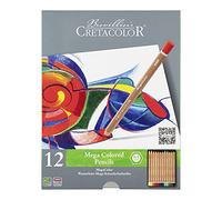 CRETACOLOR Megacolor lápices de color, lápices de artista, lápices de color gruesos, 12 lápices de color, 6,4 mm de diámetro, diseño hexagonal, para pintar y dibujar