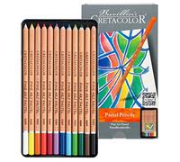 CRETACOLOR Pastel Pencils, lápices pastel, para papel granulado y tintado, se pueden mezclar y difuminar, se pueden combinar, en estuche metálico, se pueden colorear con agua, 12 colores