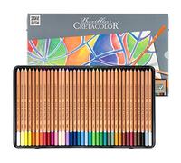 CRETACOLOR Pastel Pencils, lápices pastel, para papel granulado y tintado, difuminables, combinables, en estuche metálico, se pueden colorear con agua, 36 colores