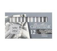 CRETACOLOR Pasteles duros grises, lápices de color gris, 12 unidades, resultado de color brillante, impresionante resistencia a la luz, máxima calidad, difuminables, se pueden colorear con agua