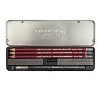 CRETACOLOR Pocket Set, Urban Sketching, set de dibujo de grafito, 9 piezas, versátil, utensilios de dibujo de grafito, versátil, en estuche metálico