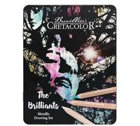 CRETACOLOR The Brilliants, 12 lápices de color, colores metálicos, muy pigmentados, aplicación de color suave y rica, se pueden difuminar y pintar encima, lápices extra gruesos