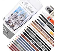 CRETACOLOR Urban Sketching Set, Set de Dibujo para Llevar, Robusta Lata de Metal, Diversos Materiales de Dibujo Incl. Goma de borrar y sacapuntas, Adecuado para Artistas y Aficionados