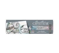 CRETACOLOR Watercolor Graphite Pocket Set, lápices de grafito para acuarela, 3 colores y 3 gradaciones de grafito, estuche metálico resistente, la mina es soluble en agua