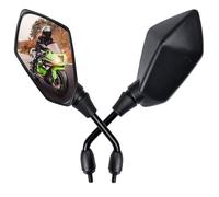 Cretassion Espejo retrovisor para motocicleta, 2 unidades, con rosca derecha y rosca izquierda, compatible con scooter, scooter, ATV, ciclomotor, bicicleta eléctrica