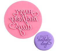 Crethinkaty Sello de galleta con forma de "Happy Mother's Day" para hornear galletas, decoración de pasteles, pasta de azúcar, magdalenas