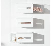 Cretosou Estantería flotante de pared, 3 cajones, blanca, para almacenamiento en pasillo, sala de estar, dormitorio, cocina