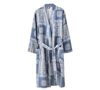 CRETUAO Azul,L, Bata Kimono de algodón Estampada para Mujer, Suave, cómoda y Transpirable, Ideal para Hotel, SPA, Sauna, Pijama japonés Yukata