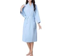 CRETUAO Bata de Casa Mujer Talla Grande Pijamas Finos Absorbentes y Transpirables AlgodóN Verano con Bolsillos Bata Pareja para Hombres y Mujeres Spa Ducha,Azul,XL