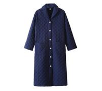 CRETUAO Bata Invierno Gasa algodón para Mujer, Bata cálida Gruesa y Acolchada con Botones Bata de baño Tipo Yukata para Sauna Holgada y Transpirable,Azul,XL
