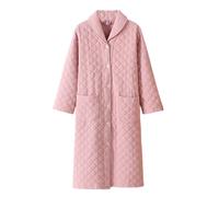 CRETUAO Bata Invierno Gasa algodón para Mujer, Bata cálida Gruesa y Acolchada con Botones Bata de baño Tipo Yukata para Sauna Holgada y Transpirable,Rosado,XL